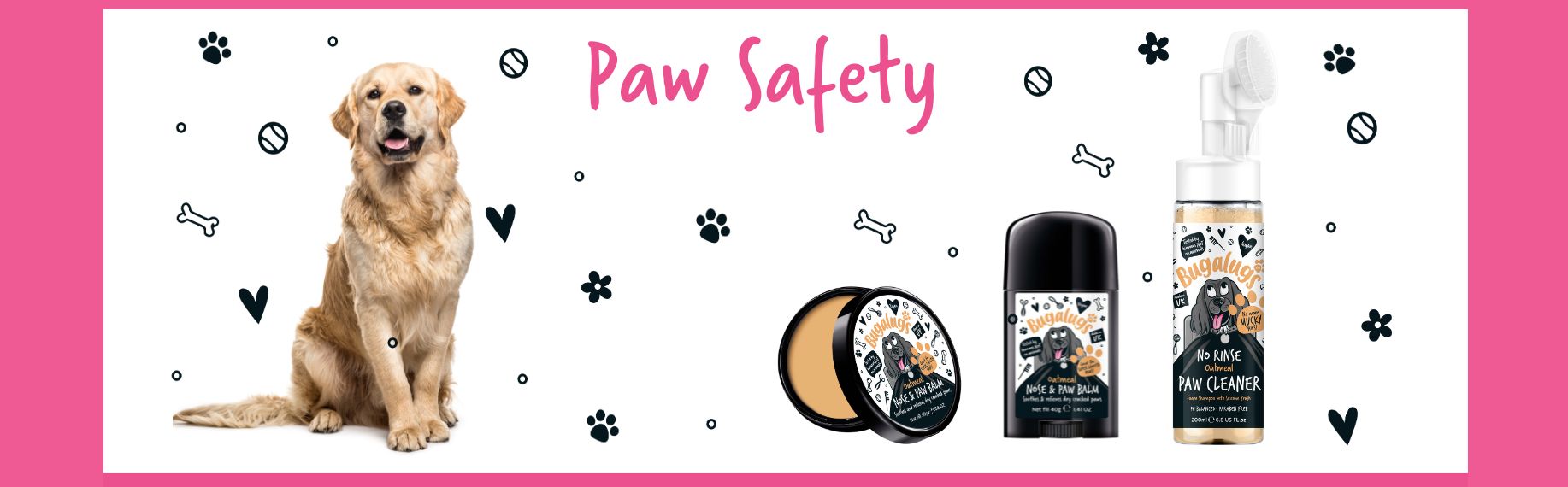 Paw Safety Blog Banner with Paw Balm and Paw Cleaner