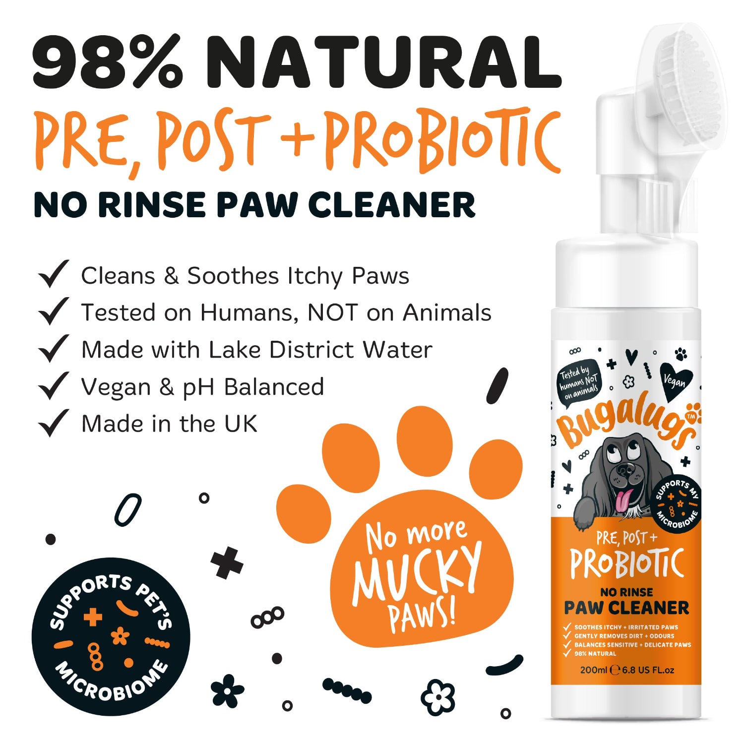 Pre, Post + Probiotic No Rinse Paw Cleaner for Dogs