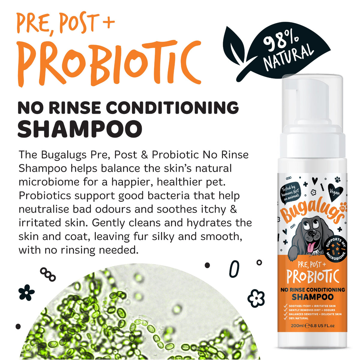 Pre, Post + Probiotic No Rinse Shampoo for Dogs