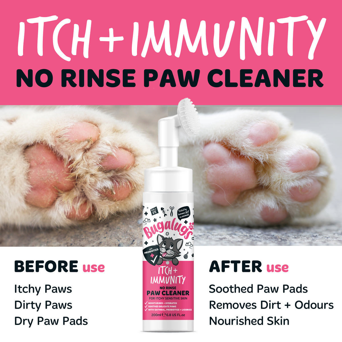 Itch + Immunity No Rinse Paw Cleaner for Cats