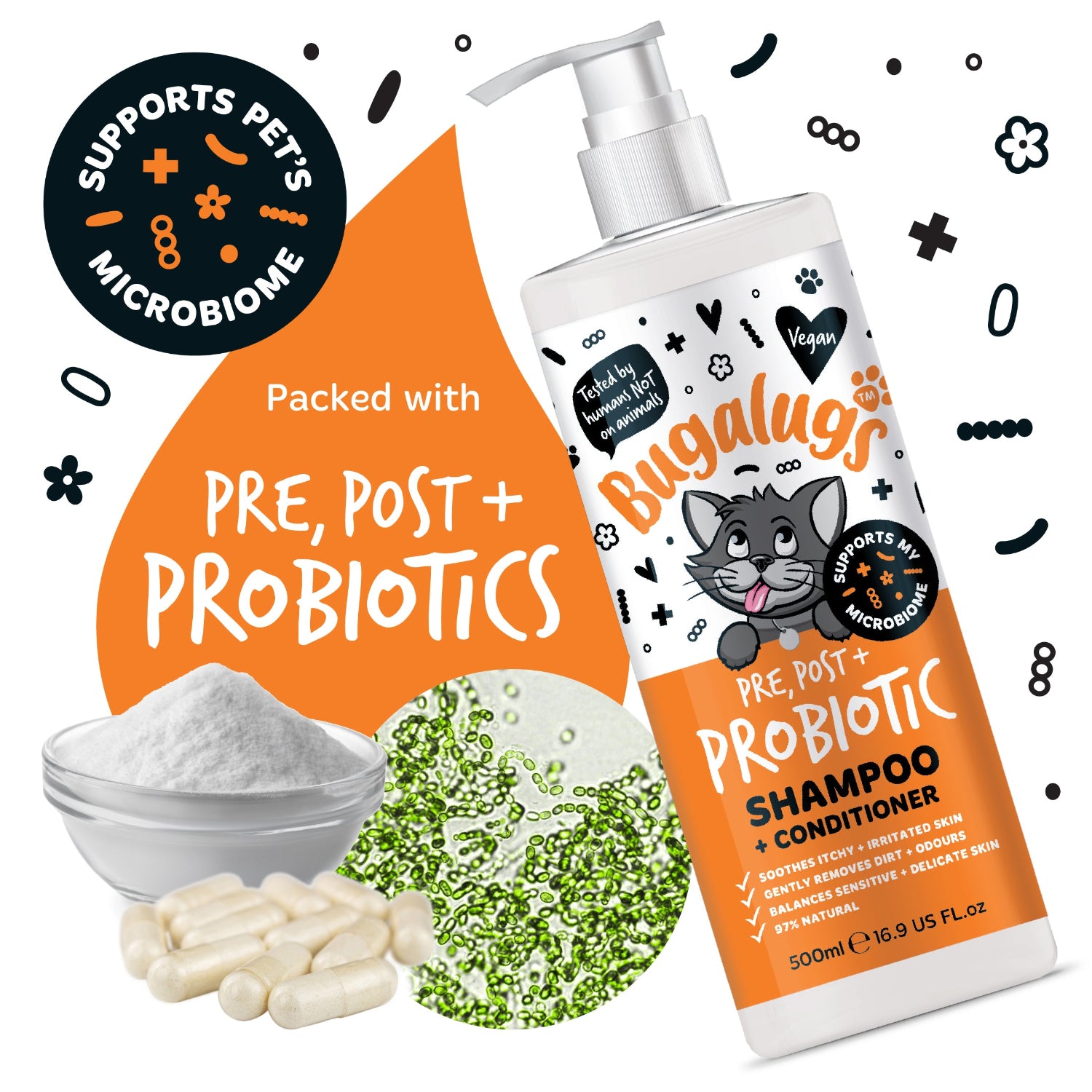 Pre, Post + Probiotic Shampoo + Conditioner for Cats
