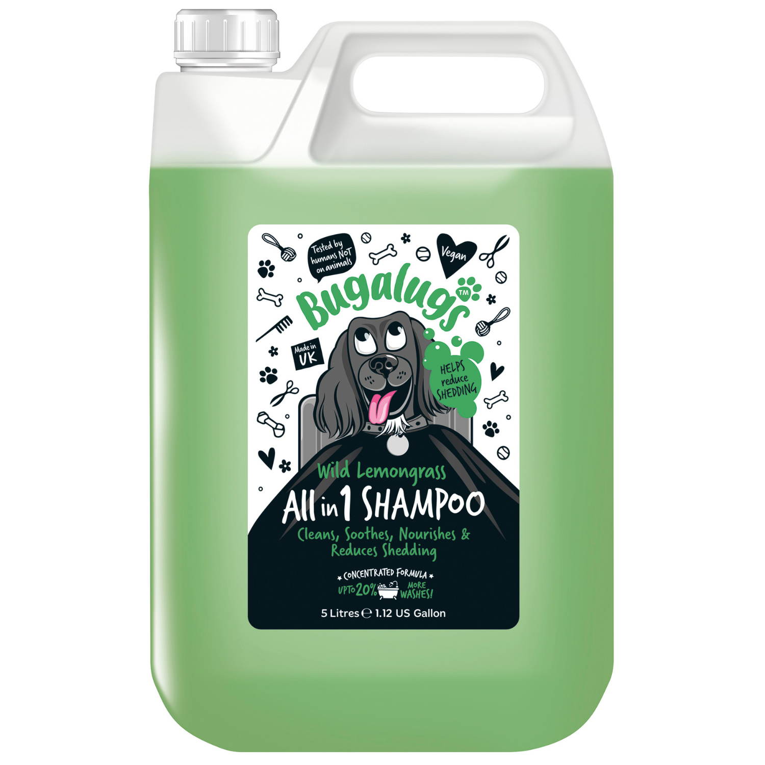 Wild Lemongrass All in 1 Dog Shampoo with Shed Control 5L Bugalugs Pet Care
