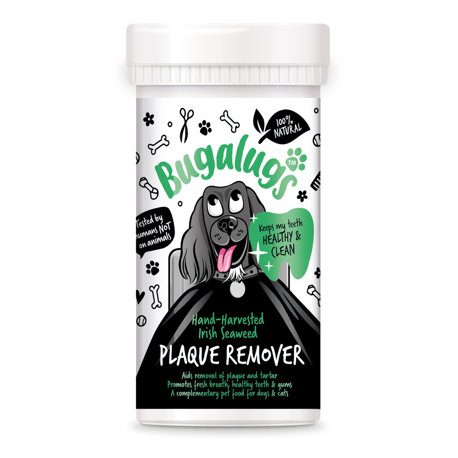 Bugalugs Hand-harvested Irish Seaweed Plaque Remover for Dogs and Cats - 70g pot with spoon