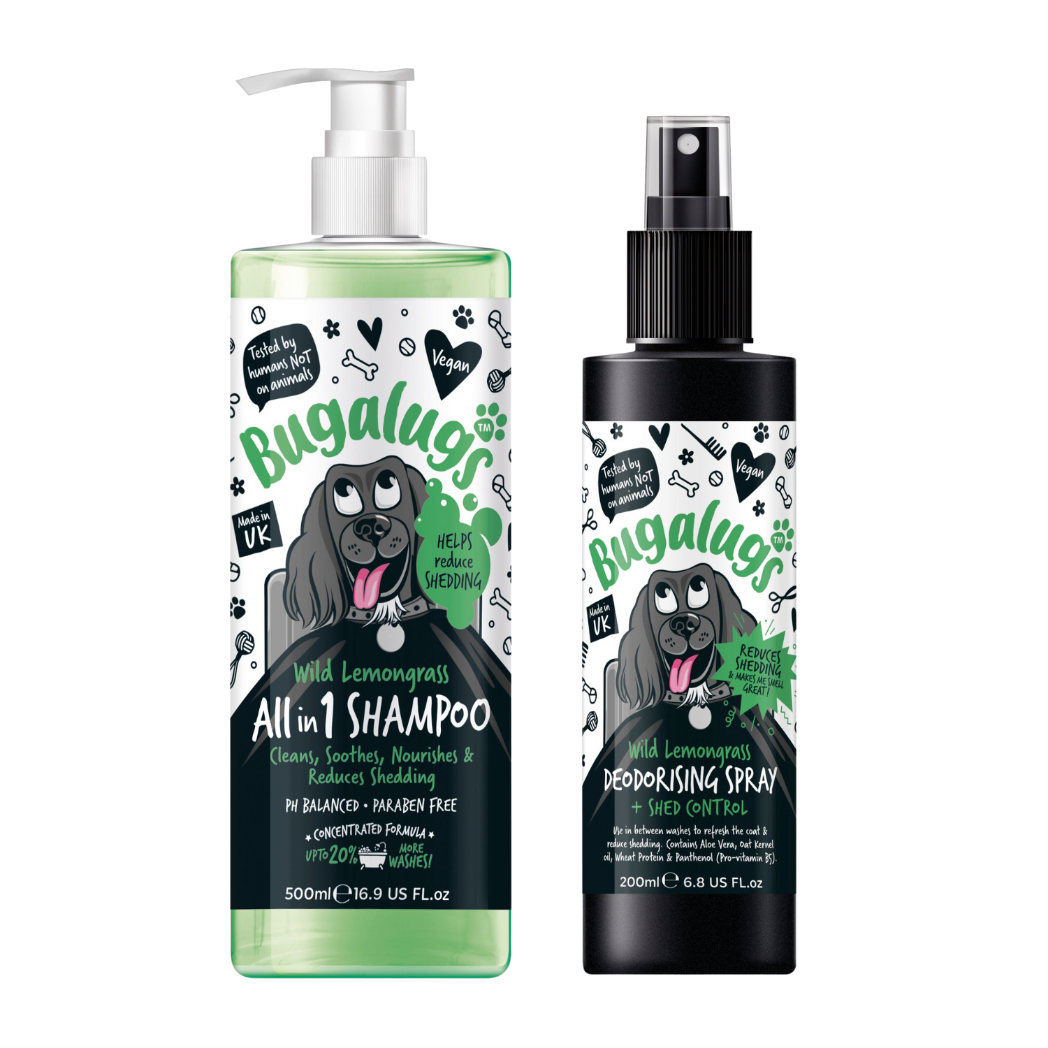 Bugalugs All in 1 Wild Lemongrass De shedding Shampoo Deodoriser
