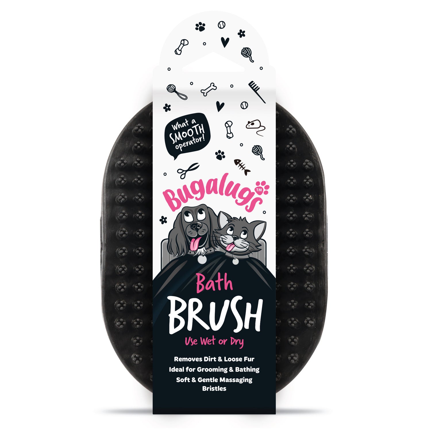 Wet & Dry Bath Brush for Dogs & Cats (Black)