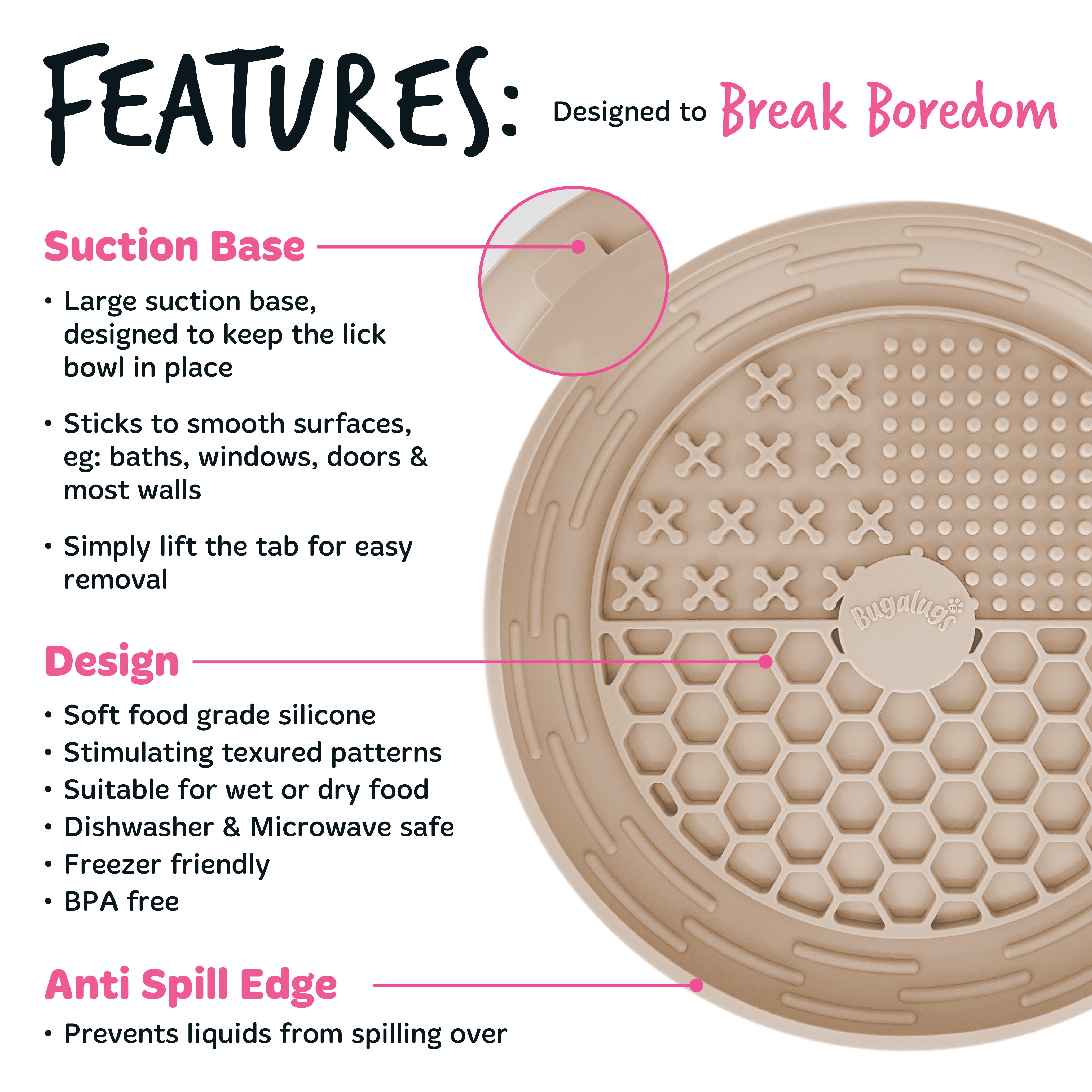 Lick Bowl for Dogs & Cats (Beige)