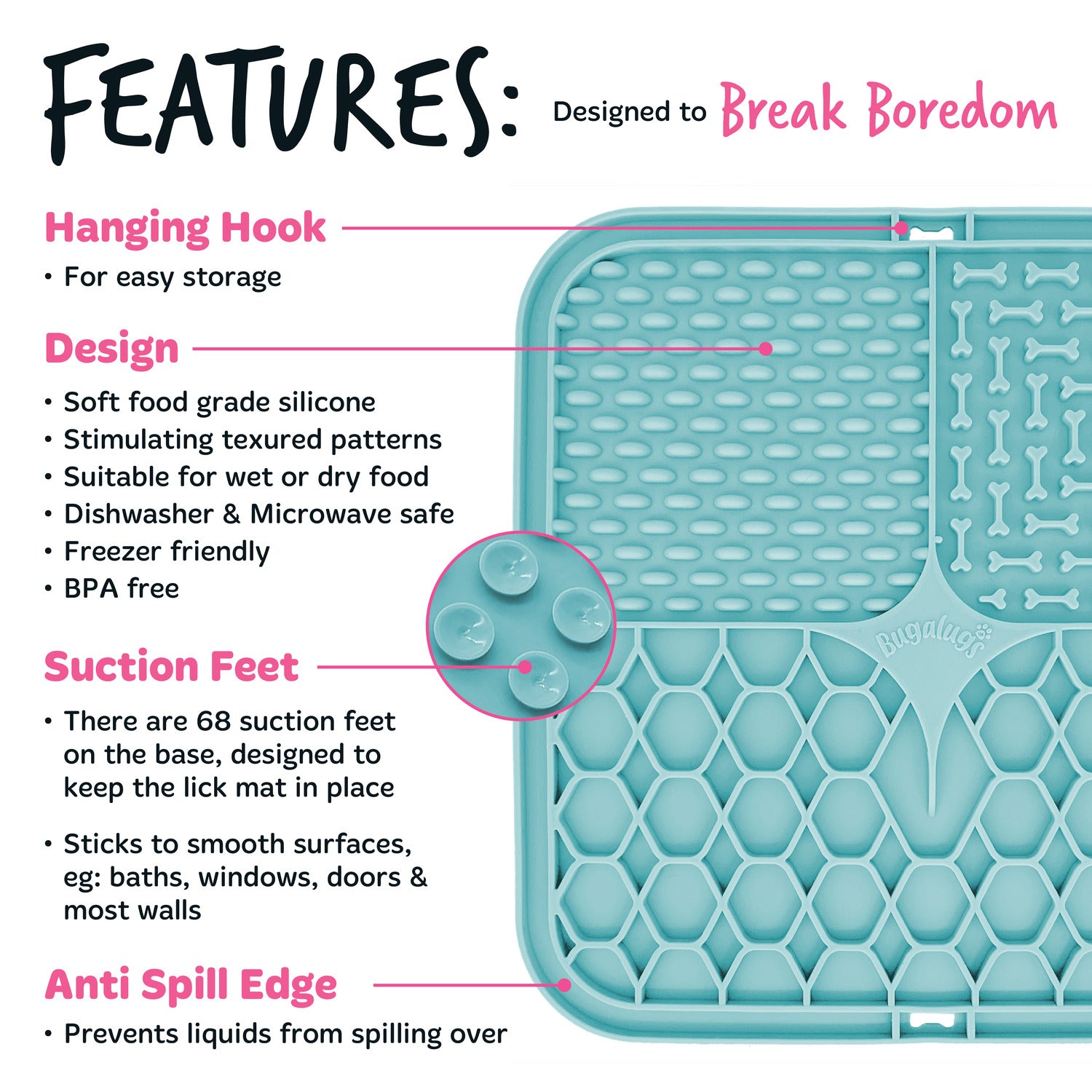 Pet Lick Mat for Dogs & Cats (Blue)