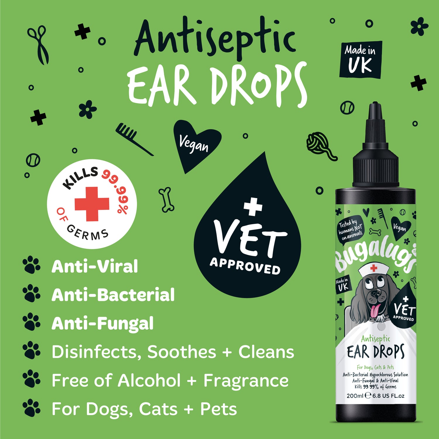 Bugalugs Antiseptic Anti-viral & Anti-bacterial Ear Drops