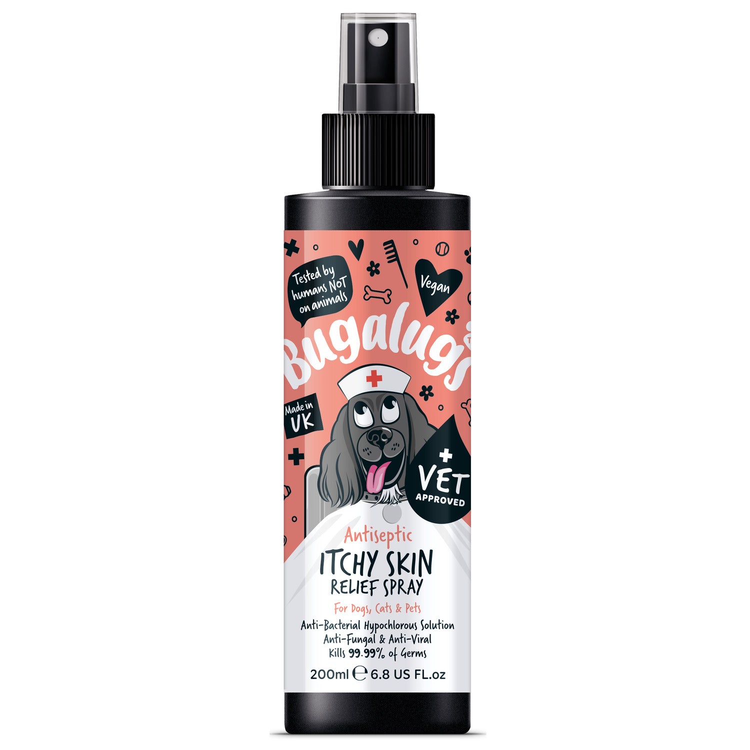 Bugalugs Antiseptic Itchy Skin Relief For Cats & Dogs 200ml