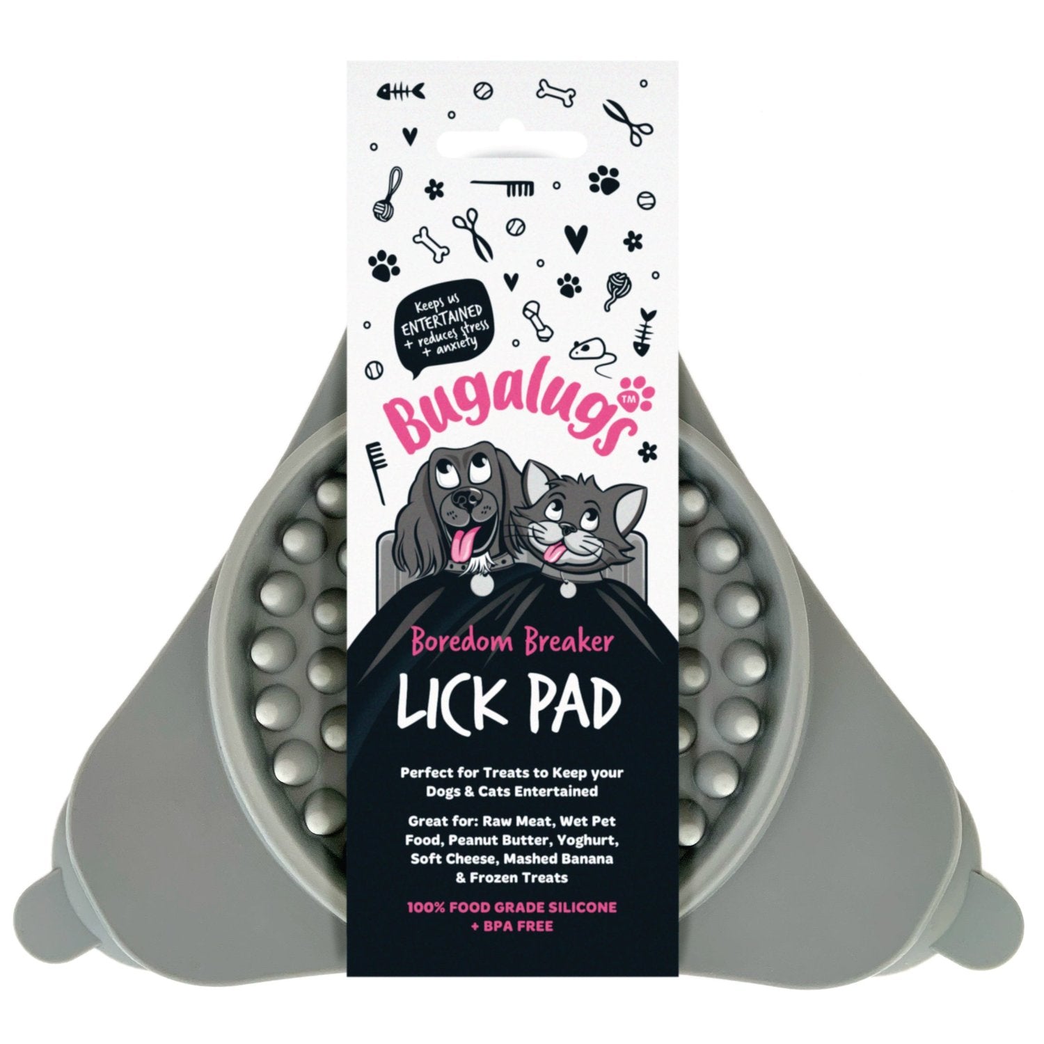 Triangle Lick Pad Licky Mat for Dogs & Cats (Grey)