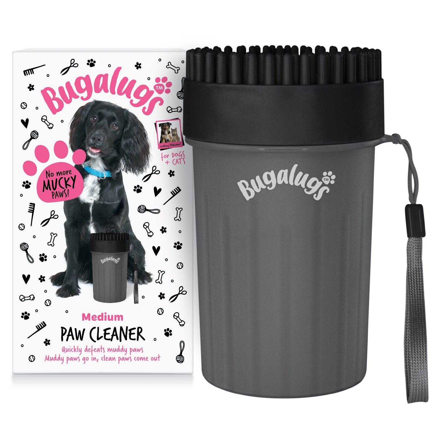Medium Paw Cleaner Cup for Dogs & Cats in Black