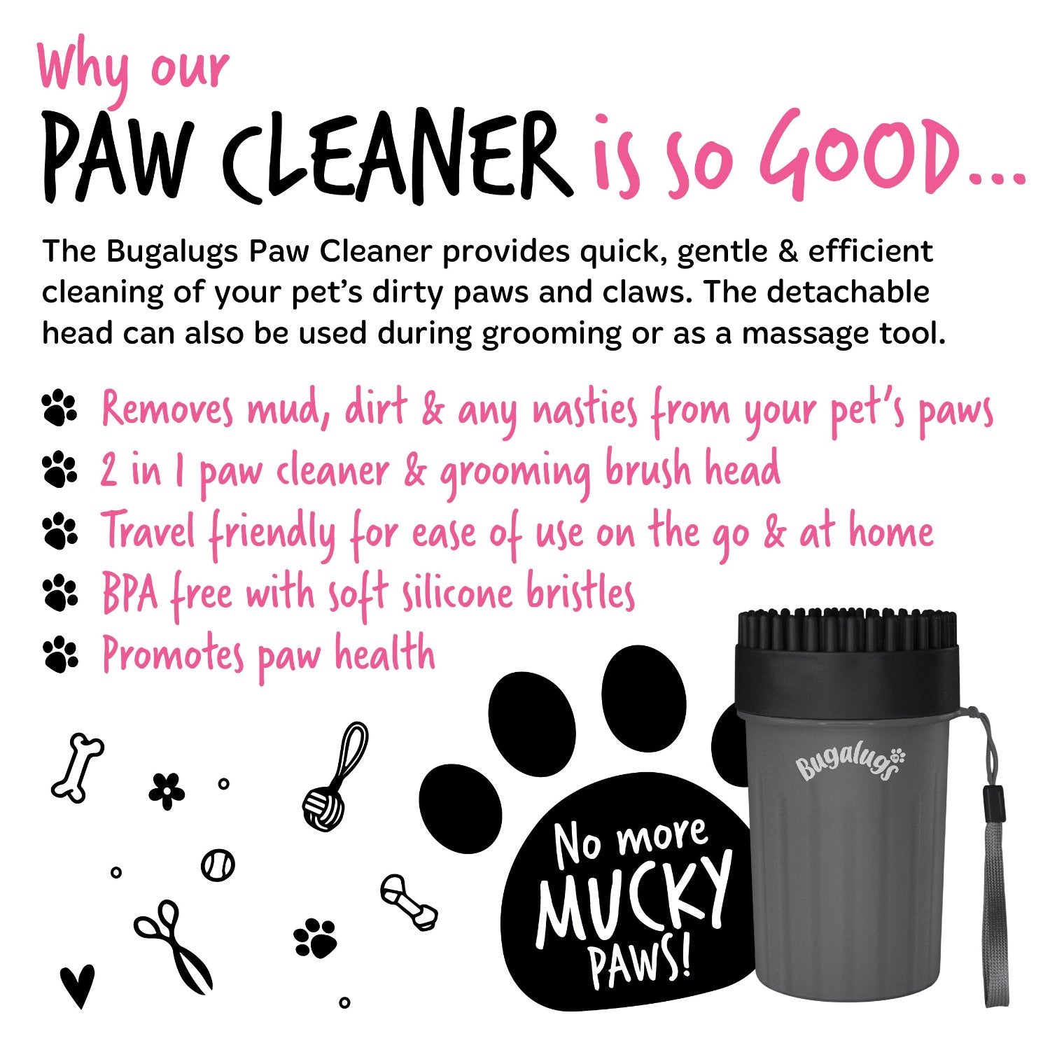 Medium Paw Cleaner Cup for Dogs & Cats in Black