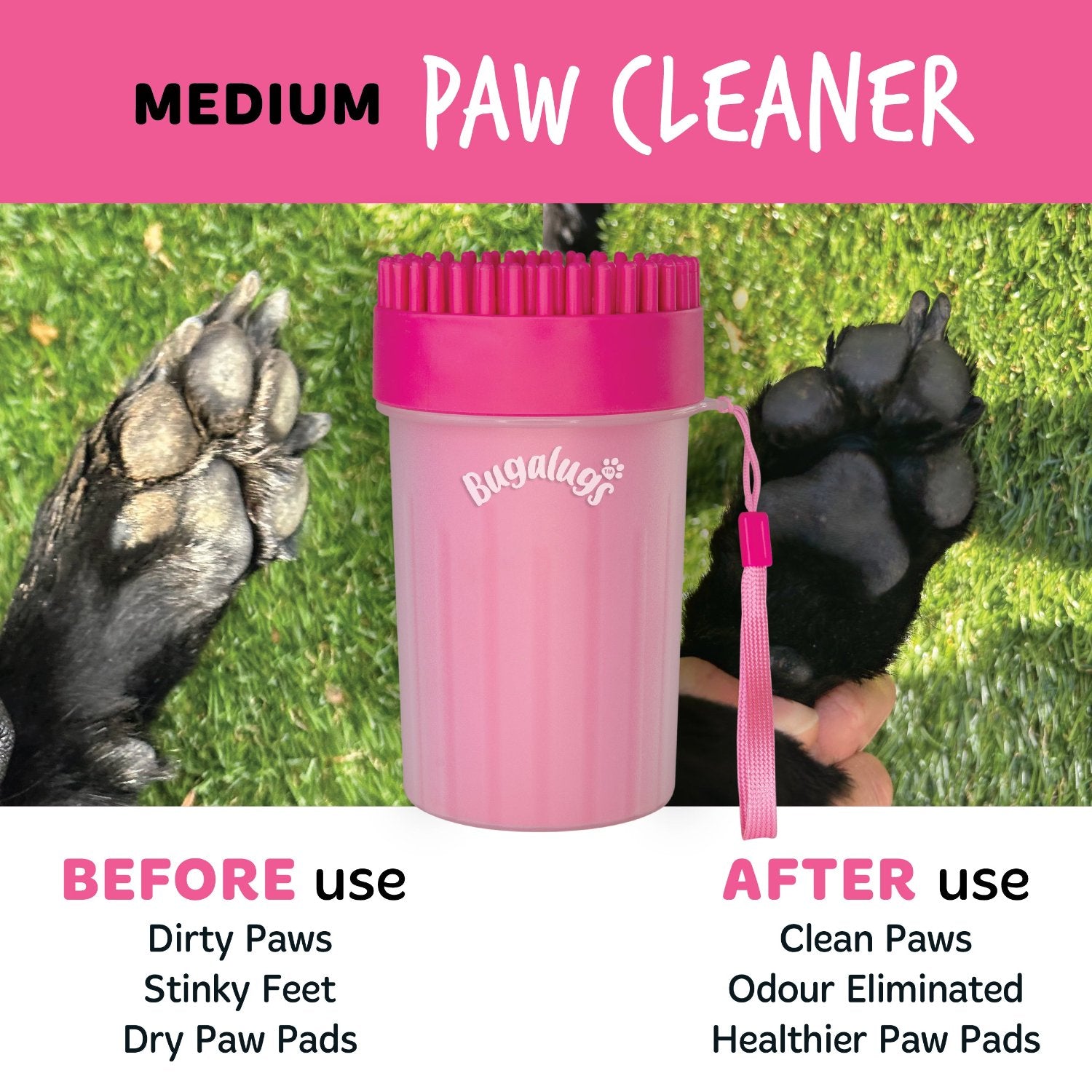 Medium Paw Cleaner Cup for Dogs & Cats in Pink