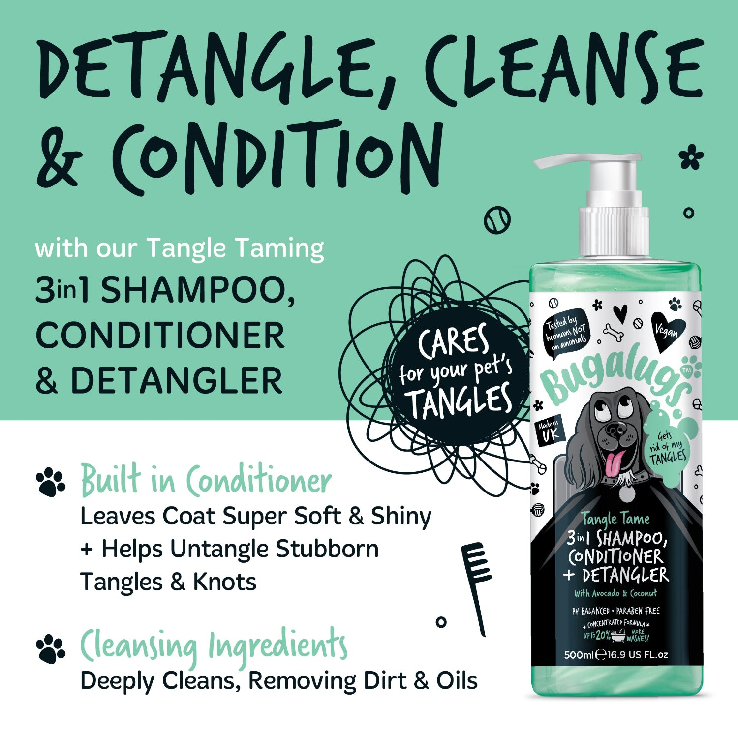 Tangle Tame 3-in-1 Dog Shampoo, Conditioner & Detangler