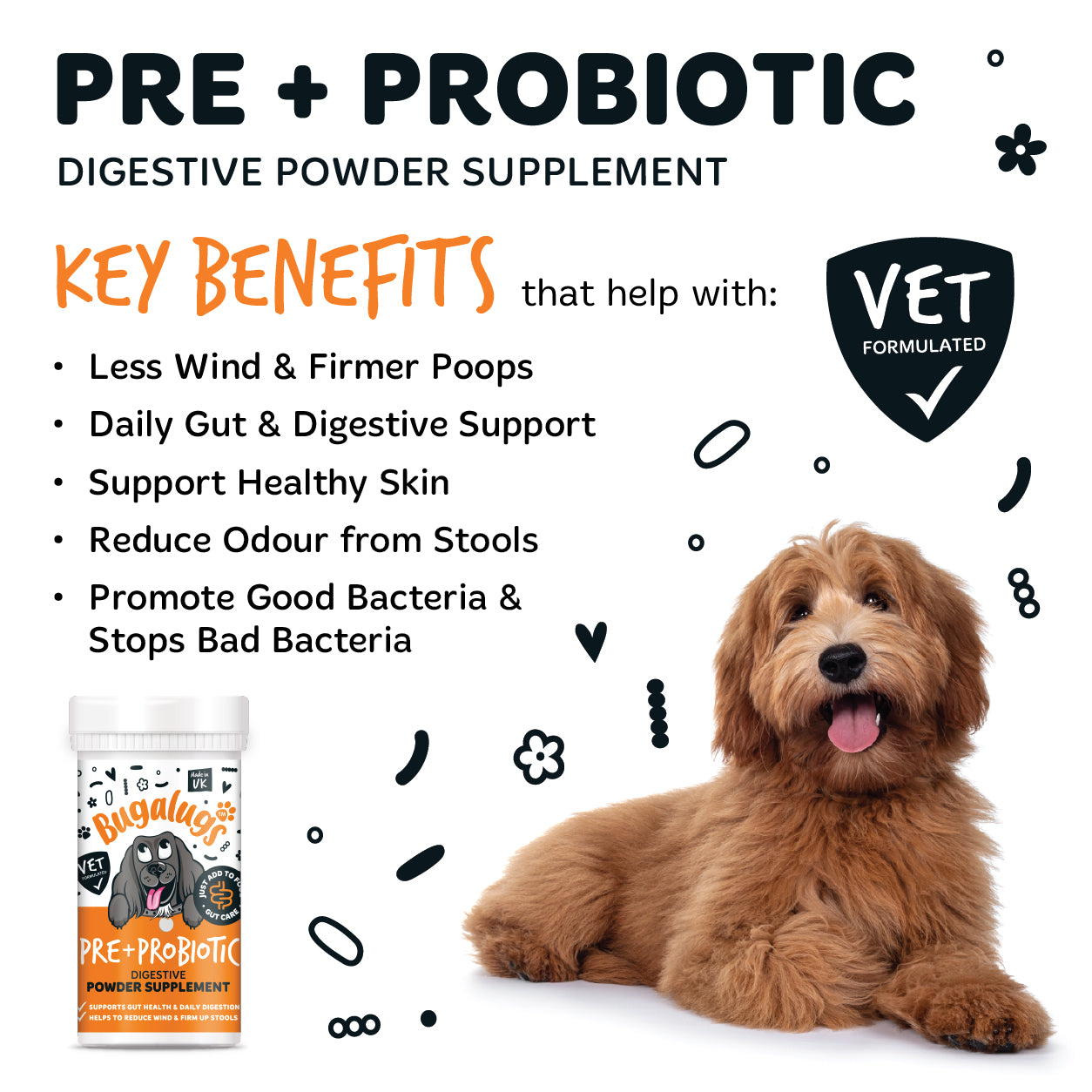 Pre & Probiotic Digestive Supplement Powder for Dogs (80g)