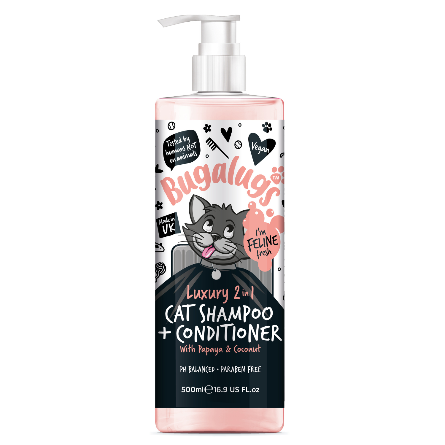 Bugalugs Luxury 2-in-1 Cat Shampoo and Conditioner with Papaya and Coconut