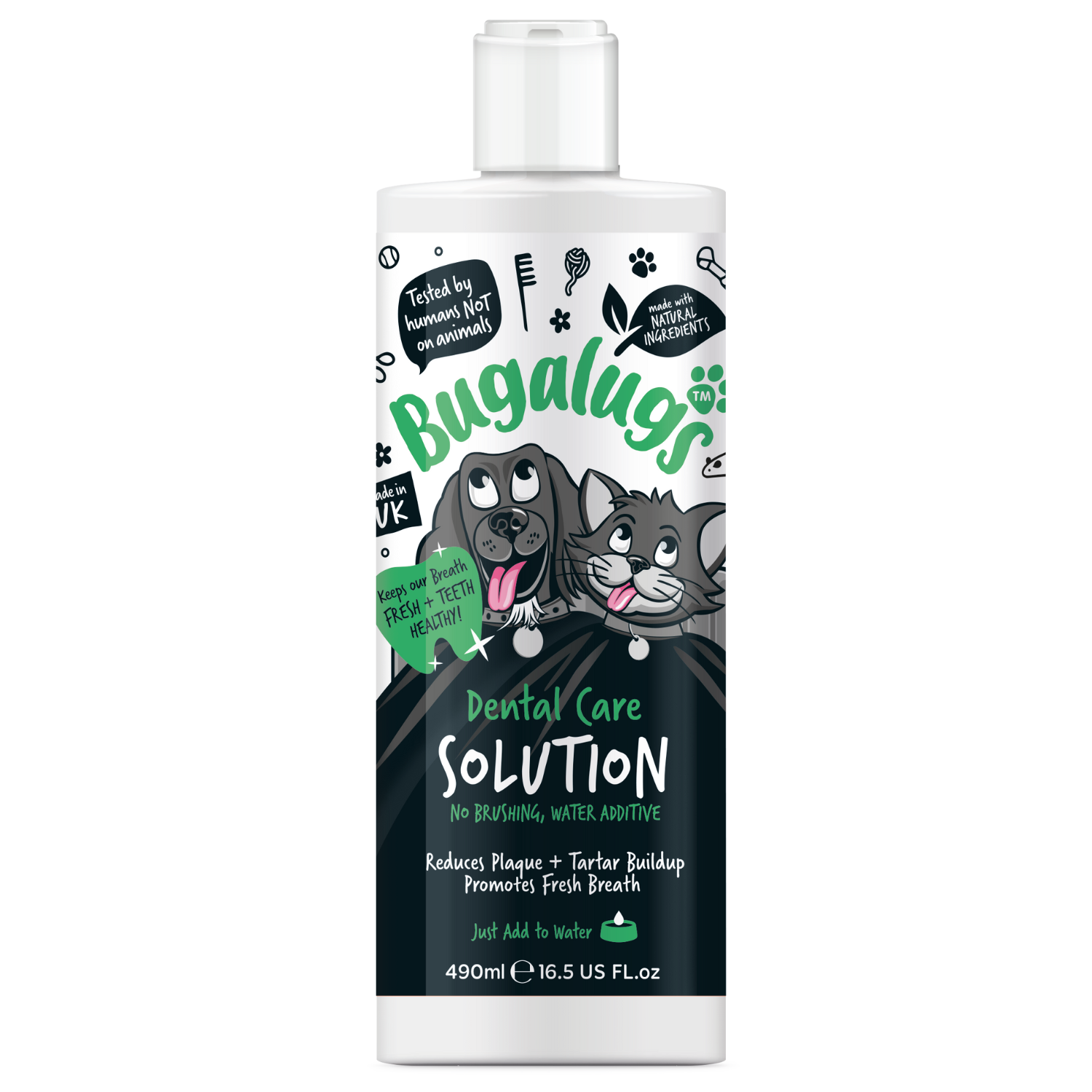 Bugalugs Dental Care Solution No Brushing Water Additive for Dogs and Cats