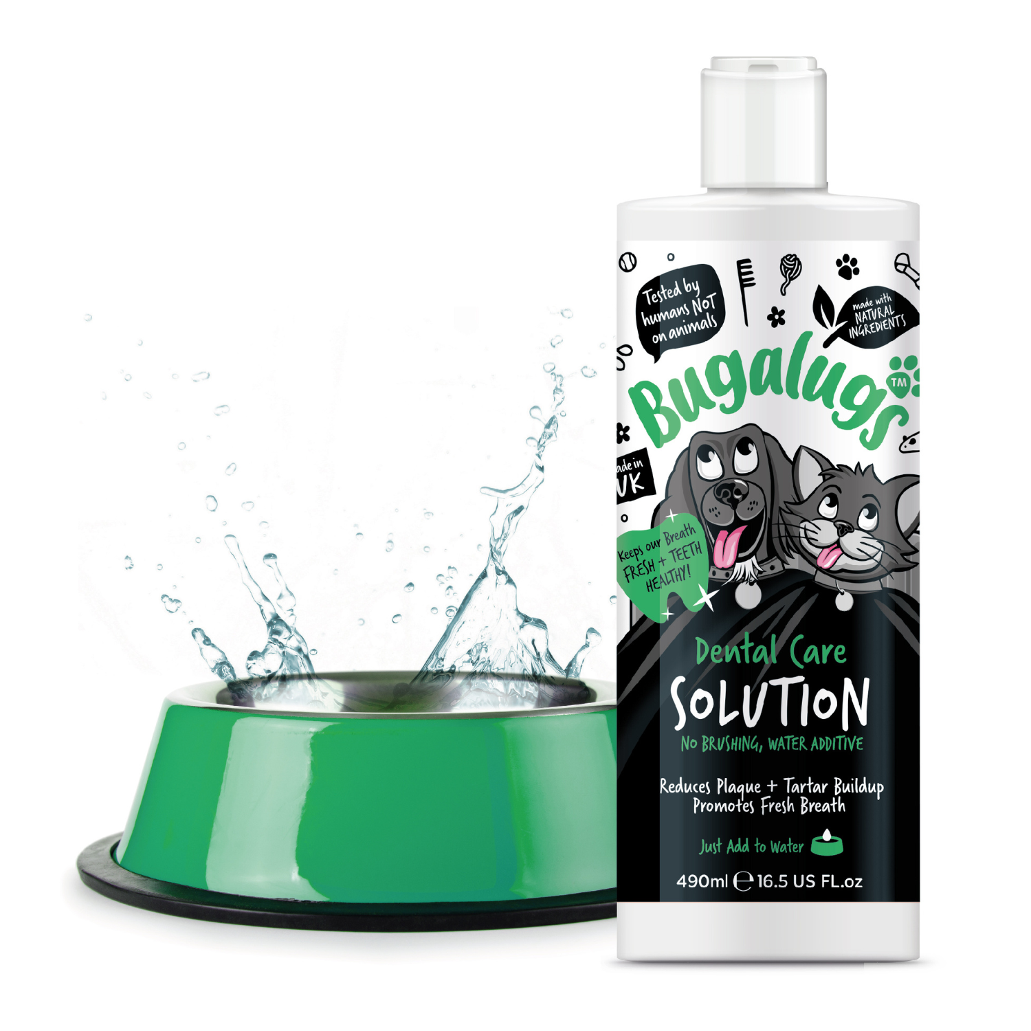 Bugalugs Dental Care Solution Water Additive - Water splash
