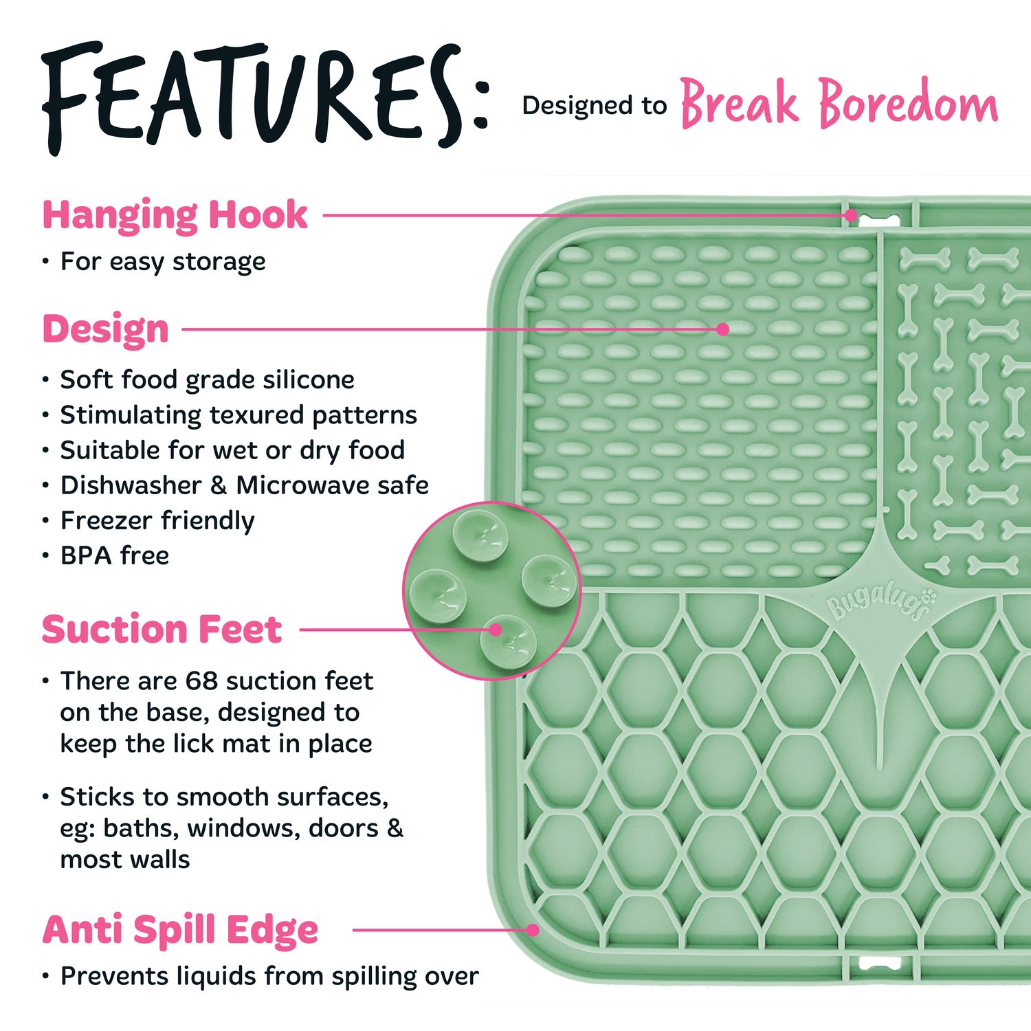 Pet Lick Mat for Dogs & Cats (Green)
