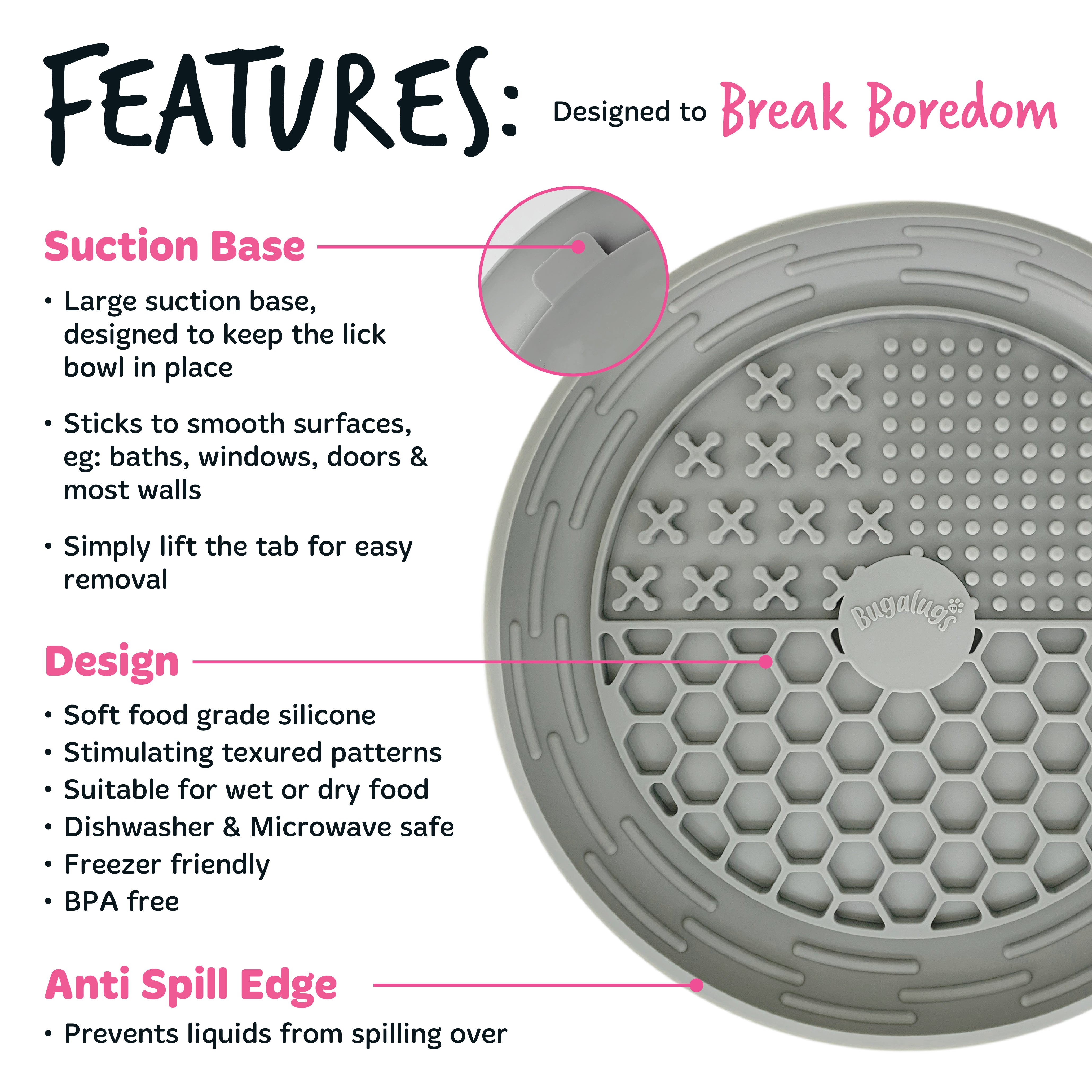 Lick Bowl for Dogs & Cats (Grey)