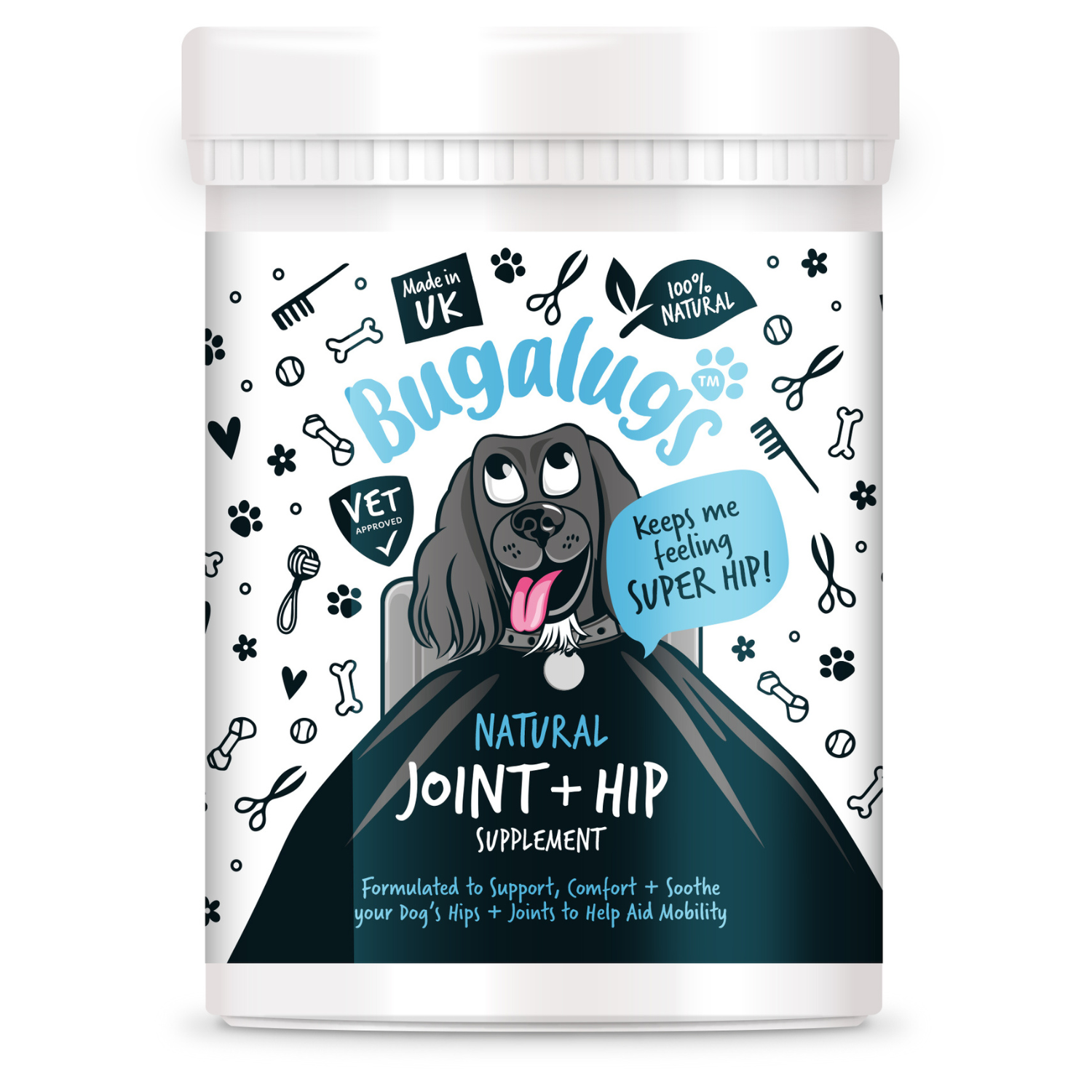 Bugalugs Natural Joint and Hip Supplement Powder - 200g pot with spoon