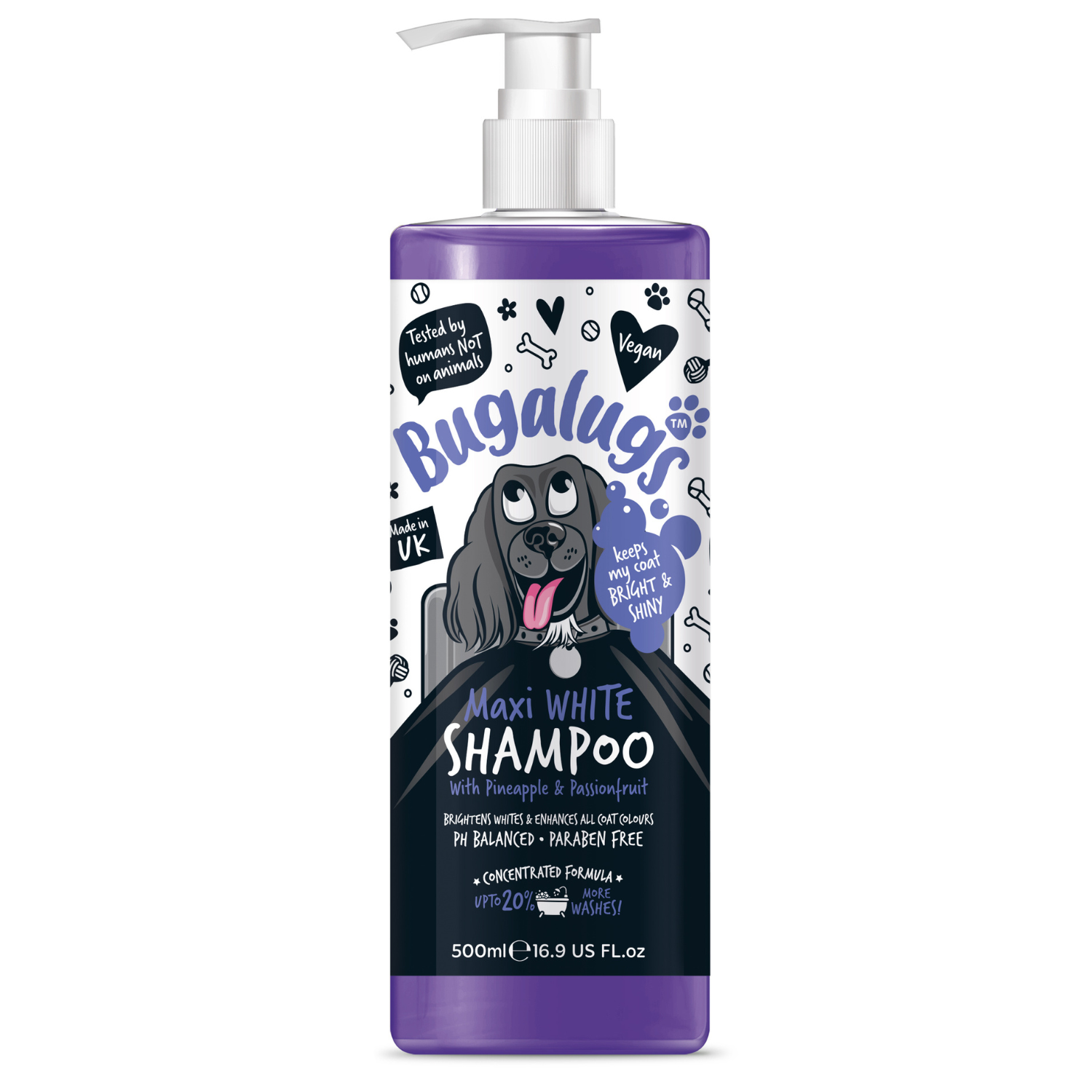 Bugalugs Maxi White Colour enhancing Shampoo for Dogs with Whitening Bugalugs Pet Care