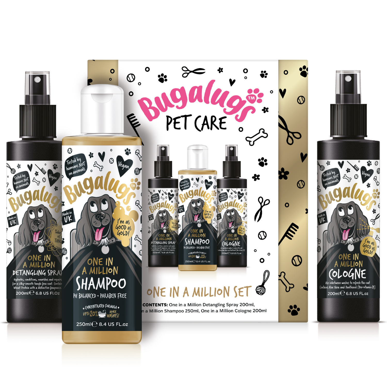 Bugalugs One in a Million Set Giftset for Dogs - Bottles outside of the box