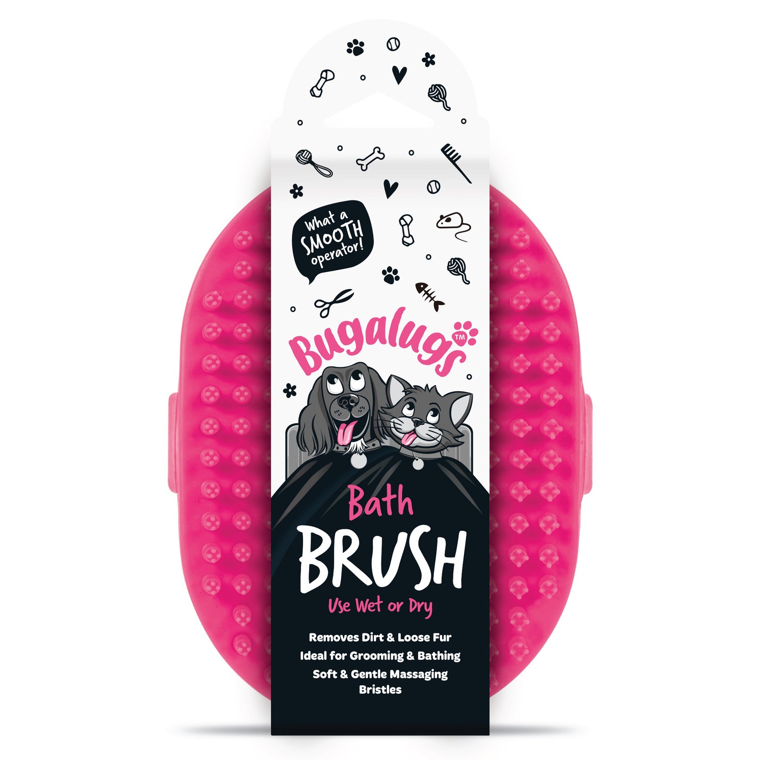 Wet & Dry Bath Brush for Dogs & Cats (Pink)