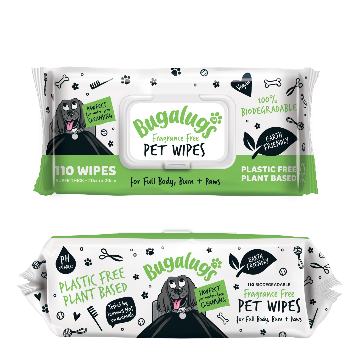 Bugalugs Fragrance Free Pet Wipes Full Body Wipes for All Pet Types Bugalugs Pet Care