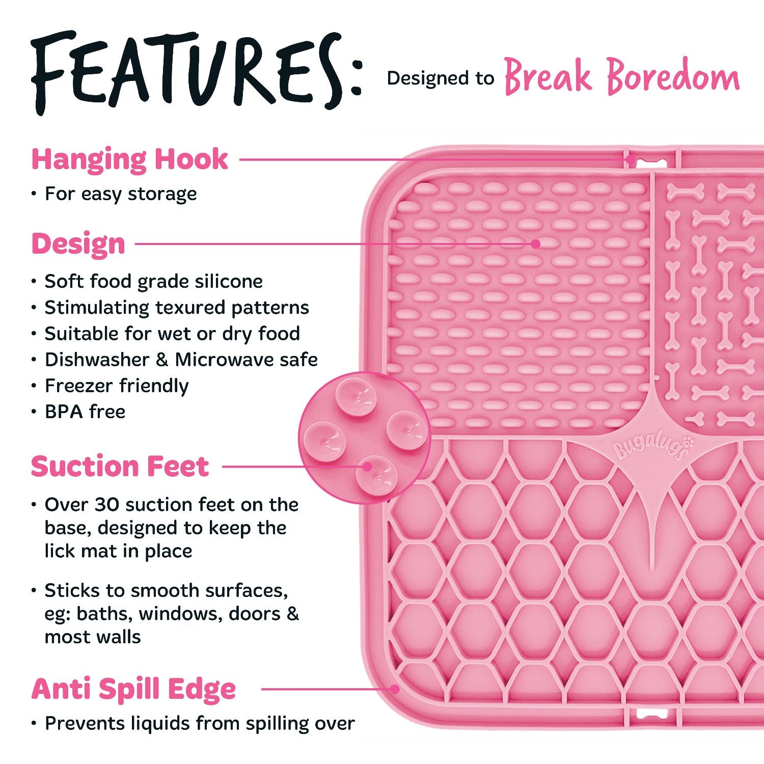 Twin Pack Pet Lick Mat for Dogs & Cats (Pink & Blue)