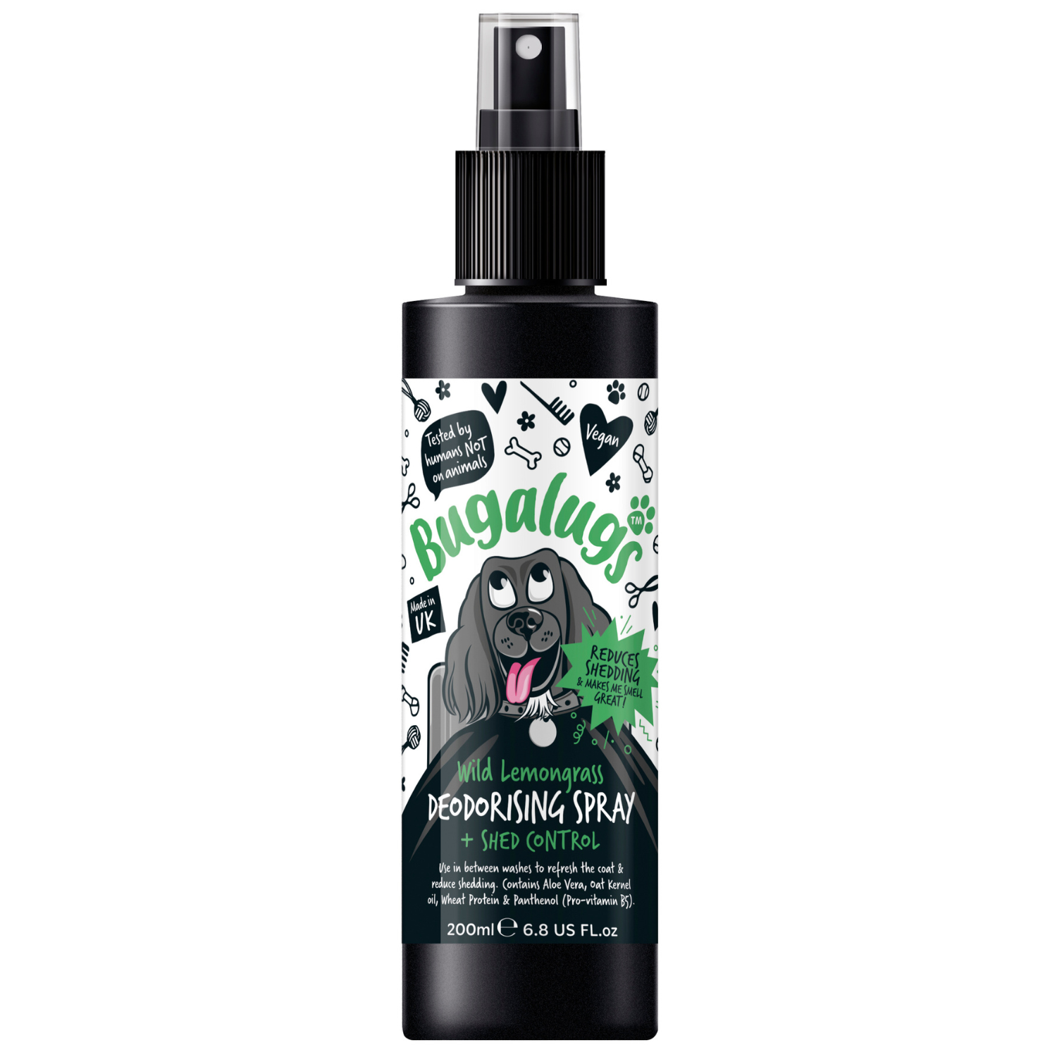 Bugalugs Wild Lemongrass Deodorising Spray with Shed Control for Dogs Bugalugs Pet Care