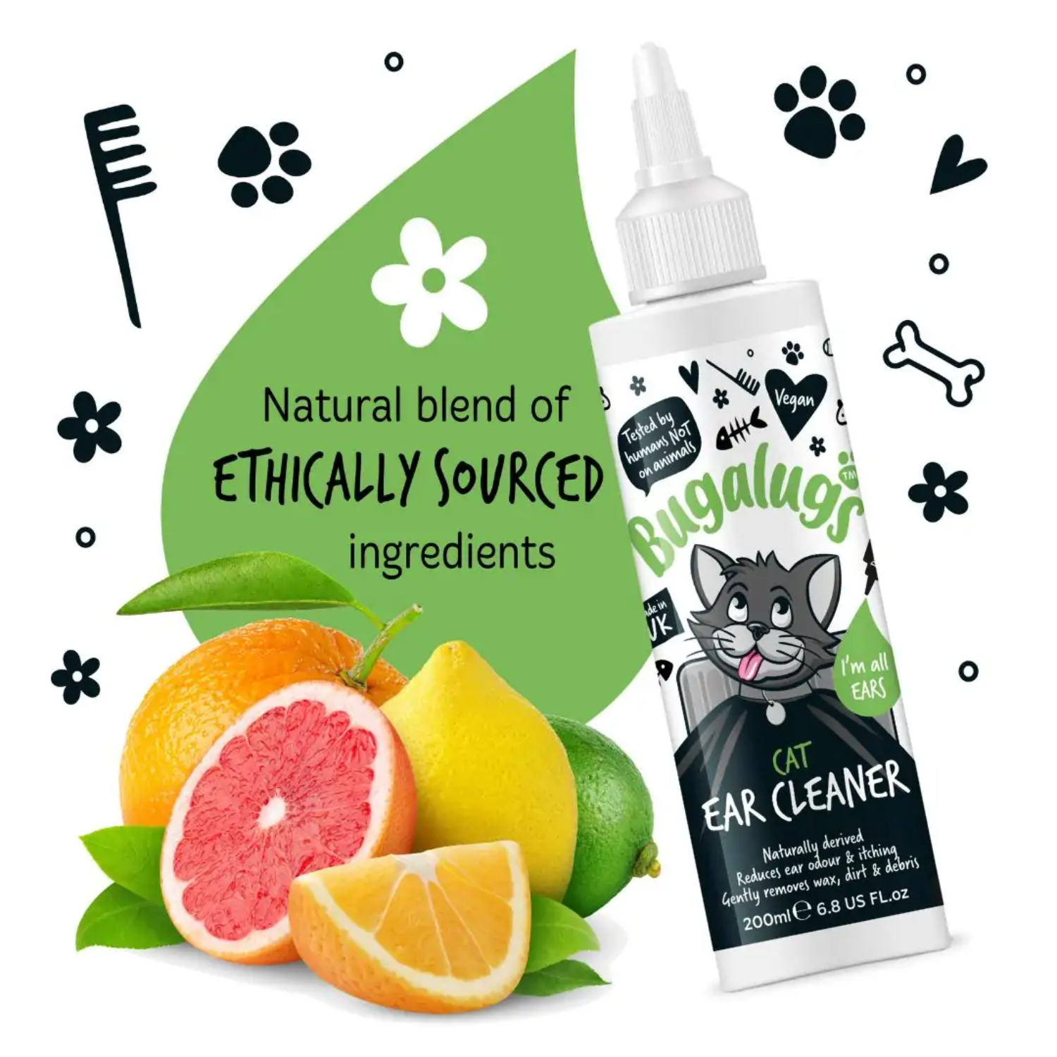 Bugalugs Cat Ear Cleaner Solution - Natural blend of ethically sourced ingredients