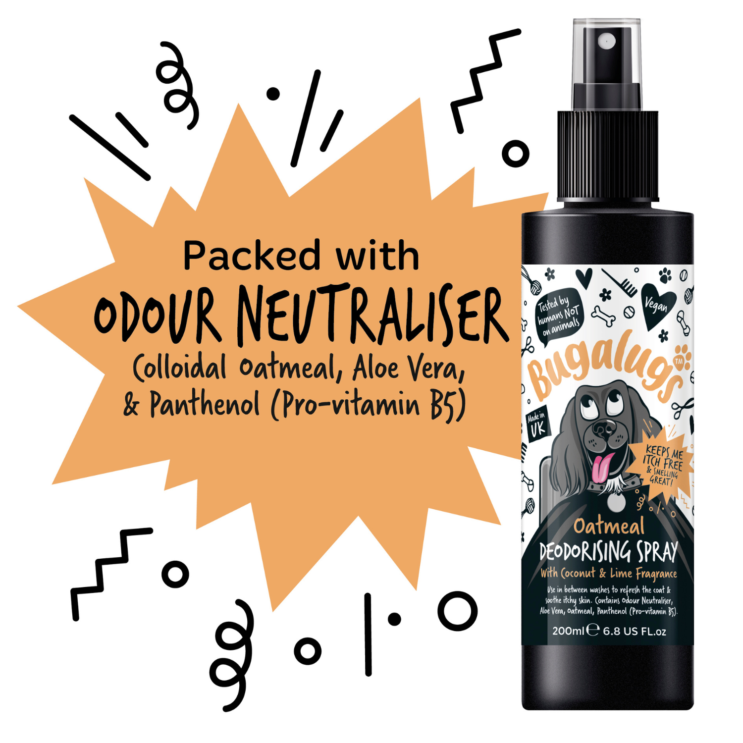 Bugalugs Oatmeal Deodorising Spray with Coconut and Lime - Packed with odour neutraliser