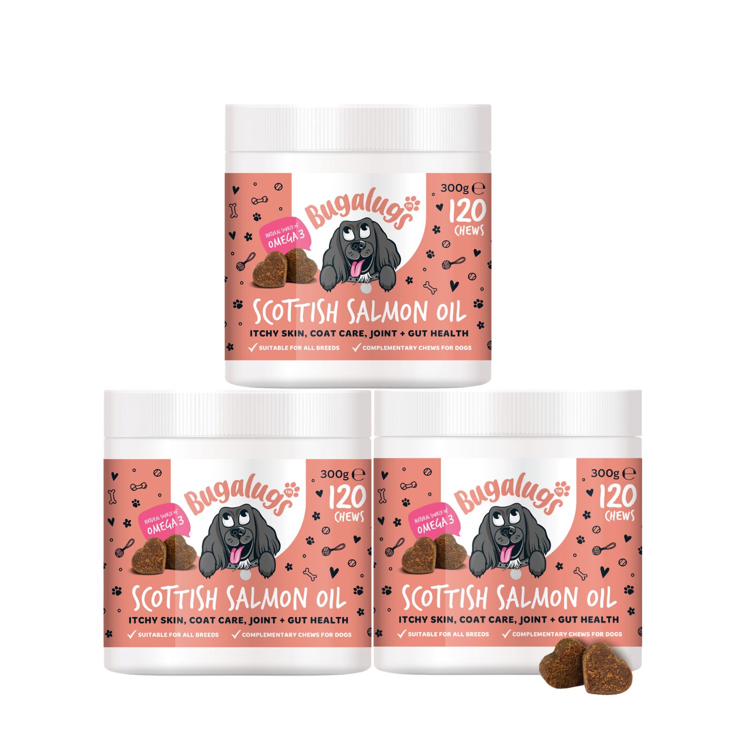 Scottish Salmon Oil Chews Supplement Chews for Dogs 3-Pack