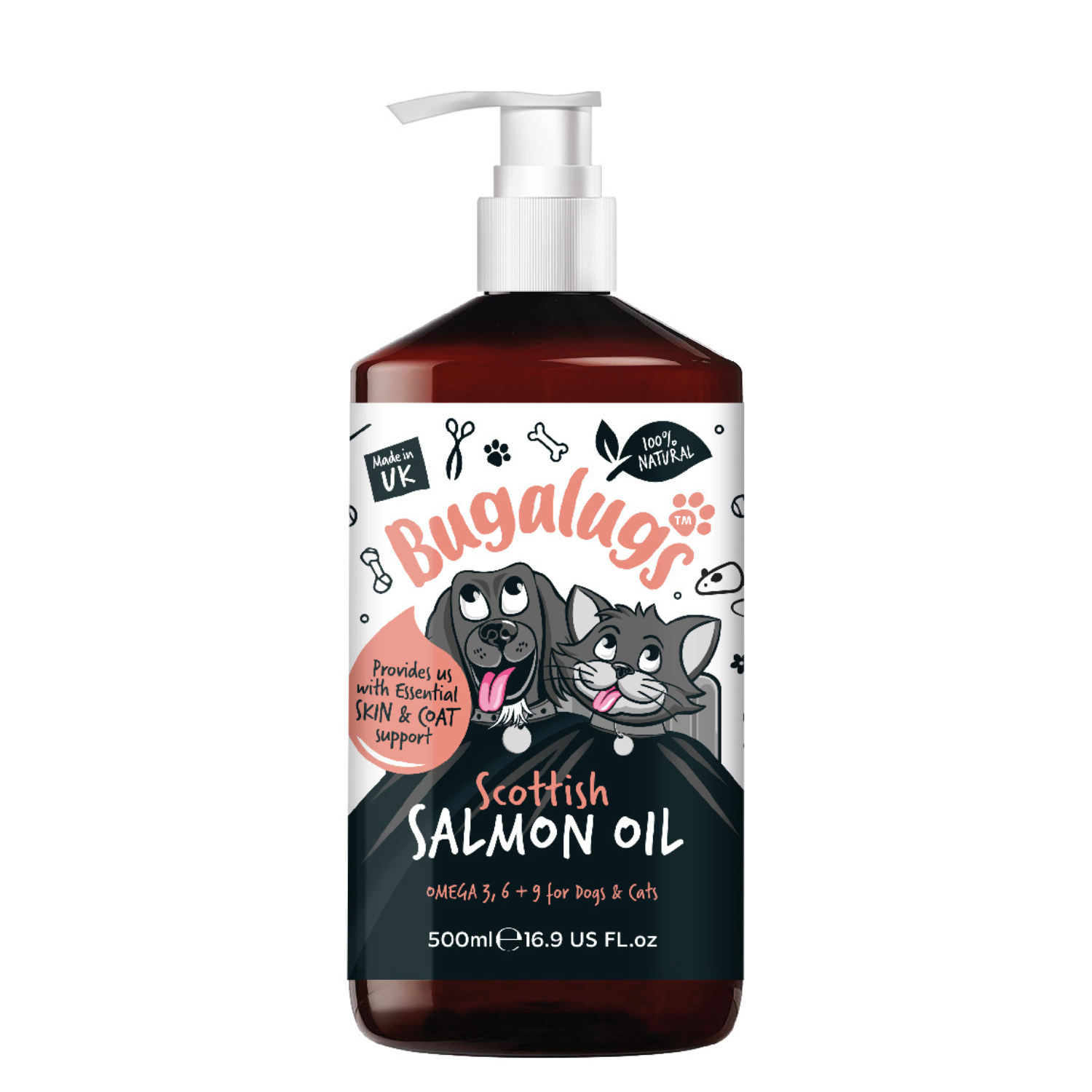 Bugalugs Scottish Salmon Oil - Omega 3, 6 and 9 for Dogs and Cats