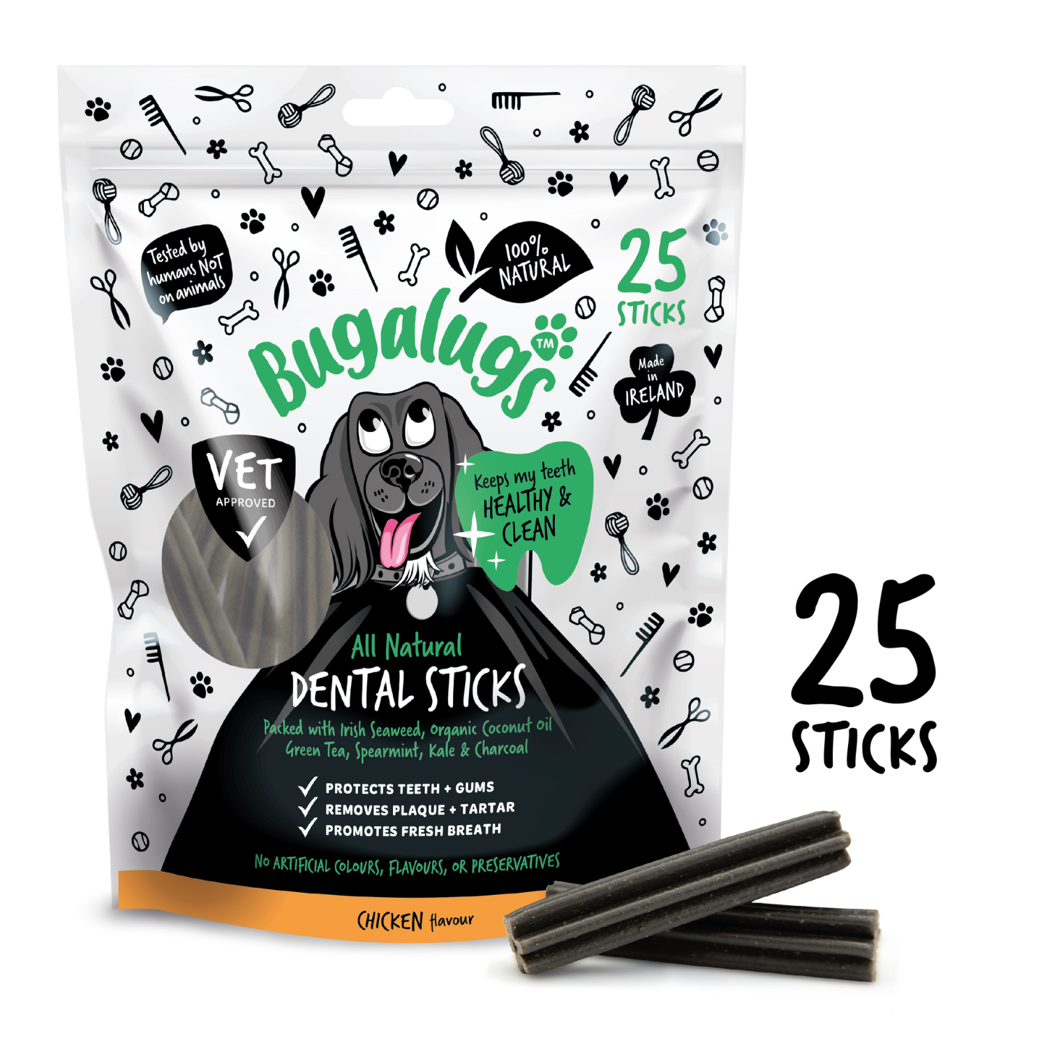 All Natural Chicken Flavour Seaweed Dental Sticks