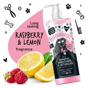 Bugalugs 3-in-1 Raspberry and Lemon Shampoo, Conditioner and Detangler - Long-lasting fragrance