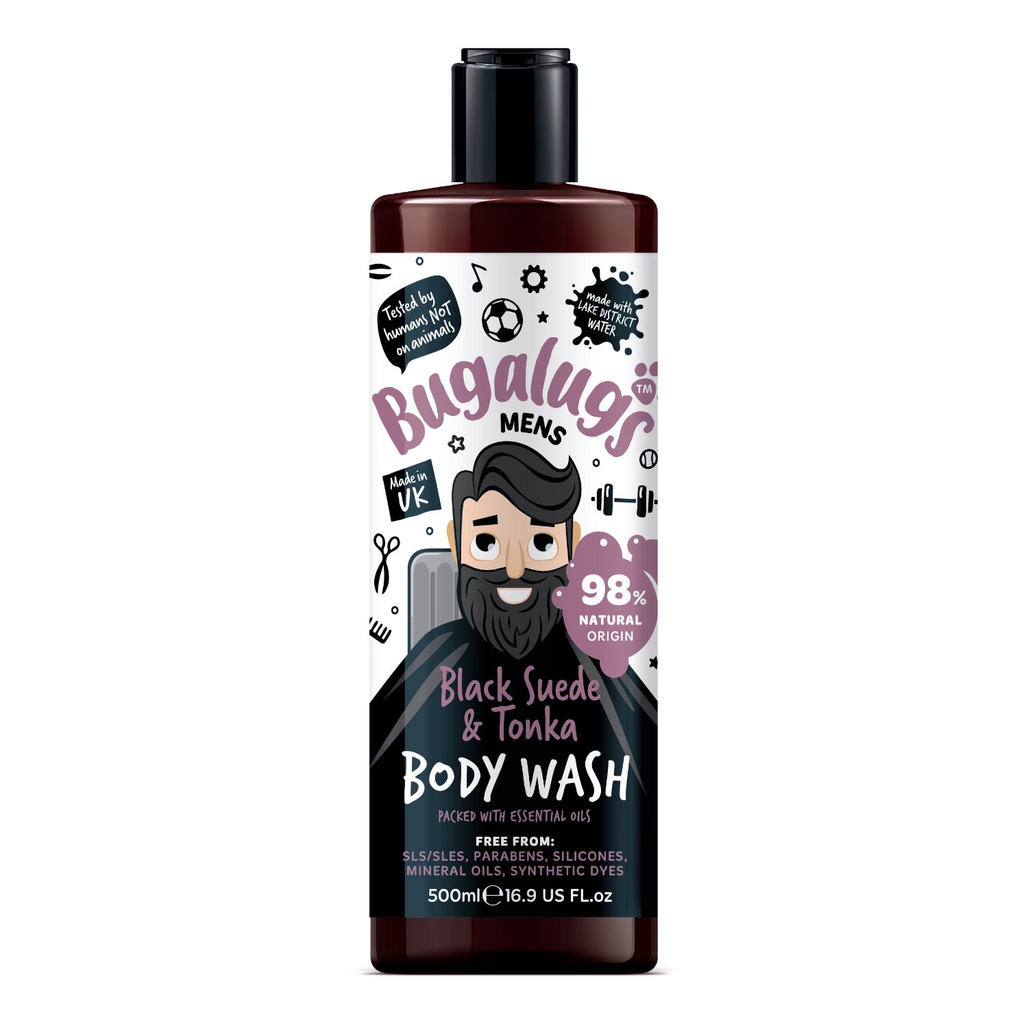 Bugalugs Men's Black Suede & Tonka Body Wash
