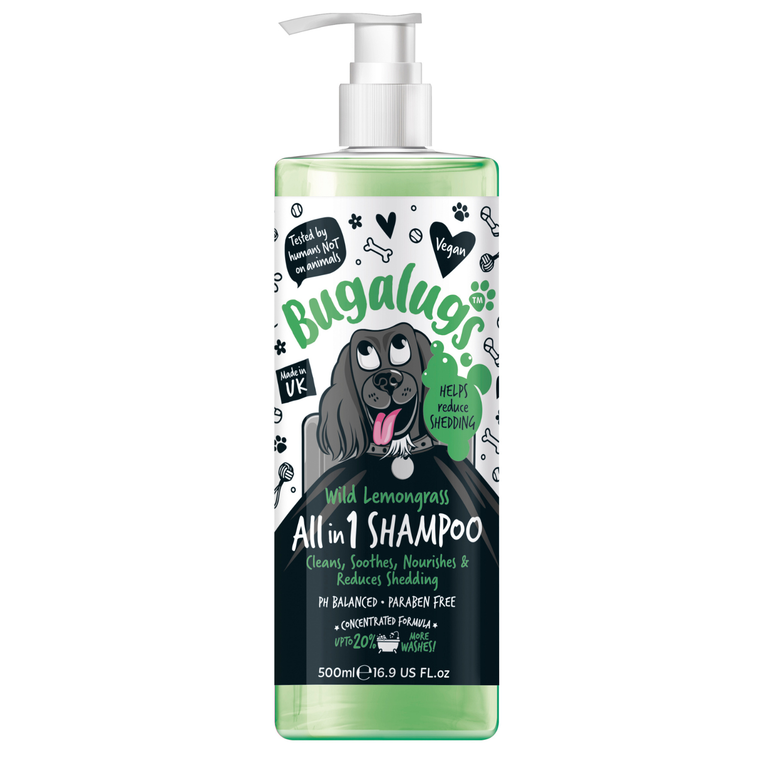 Bugalugs Wild Lemongrass All-in-1 Shampoo - Cleans, Soothes, Nourishes & Reduces Shedding