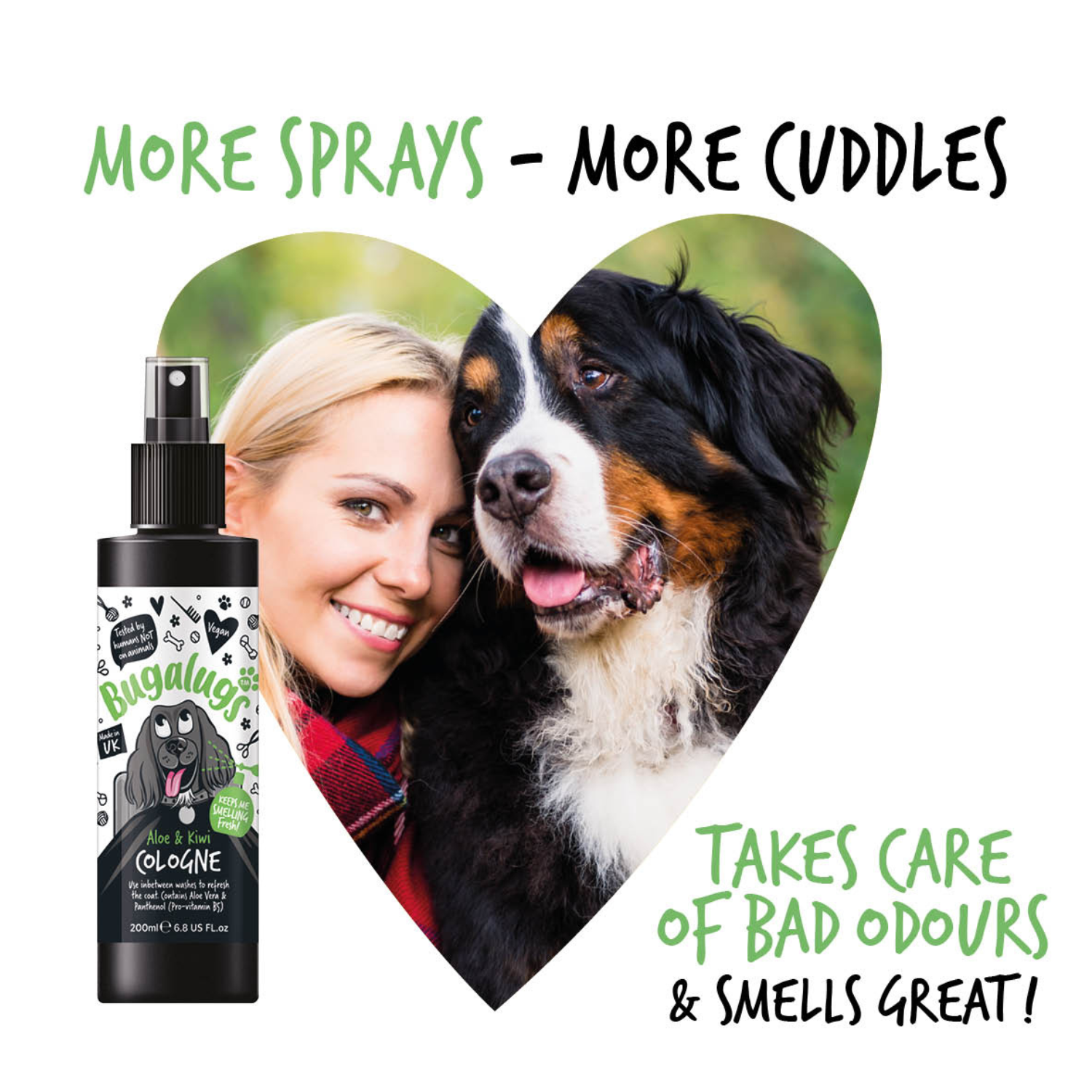 Bugalugs Aloe and Kiwi Cologne for Dogs - More sprays, more cuddles