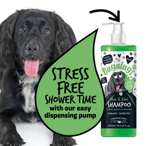 Bugalugs Aloe and Kiwi Shampoo for Dogs - Soothes, Hydrates and Nourishes - east dispensing pump