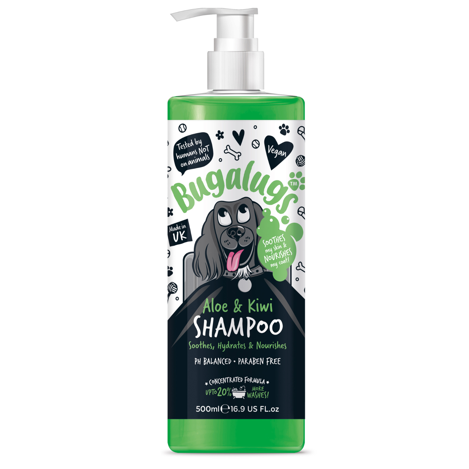 Bugalugs Aloe and Kiwi Shampoo for Dogs - Soothes, Hydrates and Nourishes