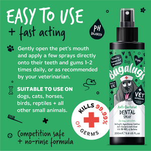 Bugalugs Anti-bacterial Dental Spray for Dogs, Cats and Pets - Easy to use and fast acting