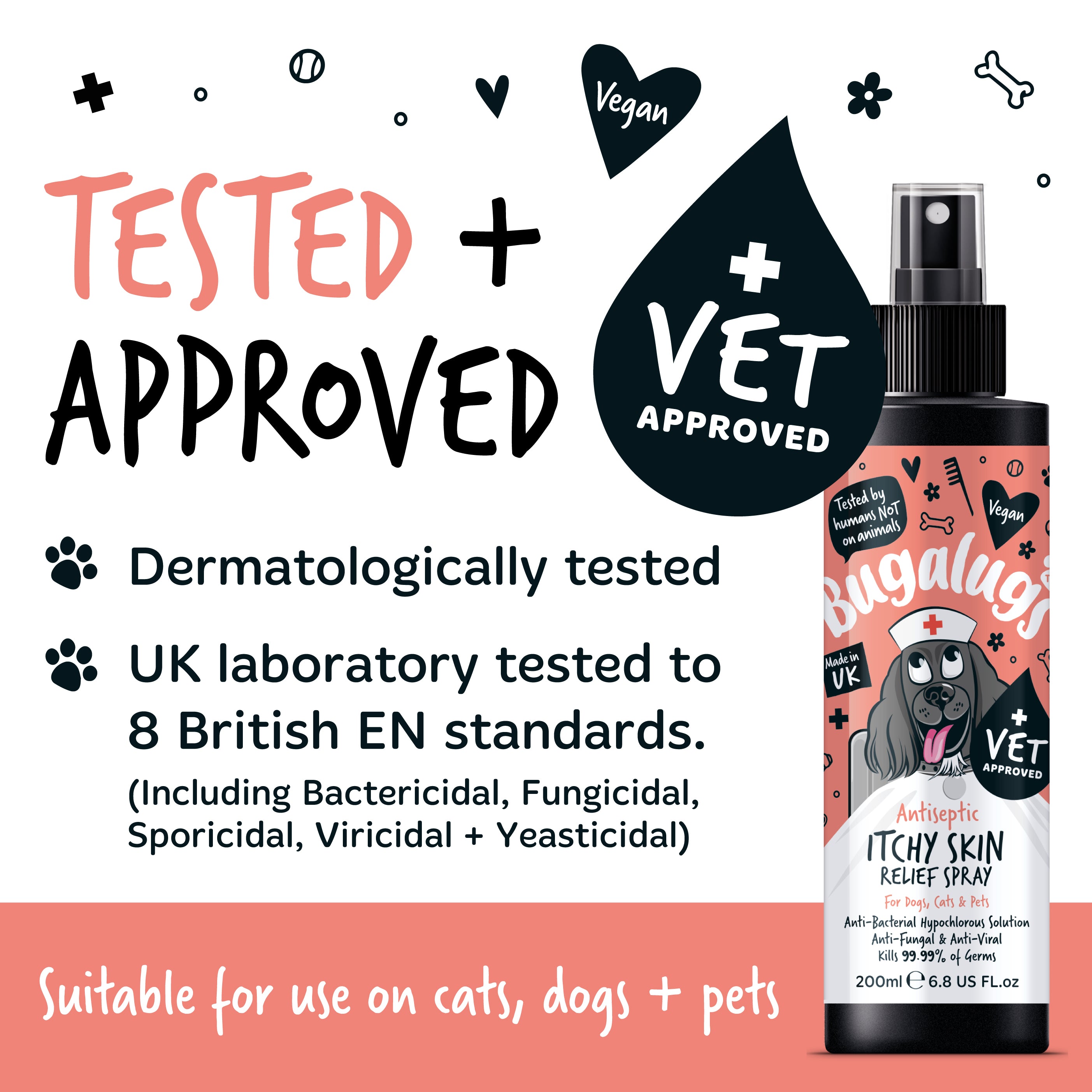 Antiseptic Itchy Skin Spray tested and approved for dogs, cats & pets