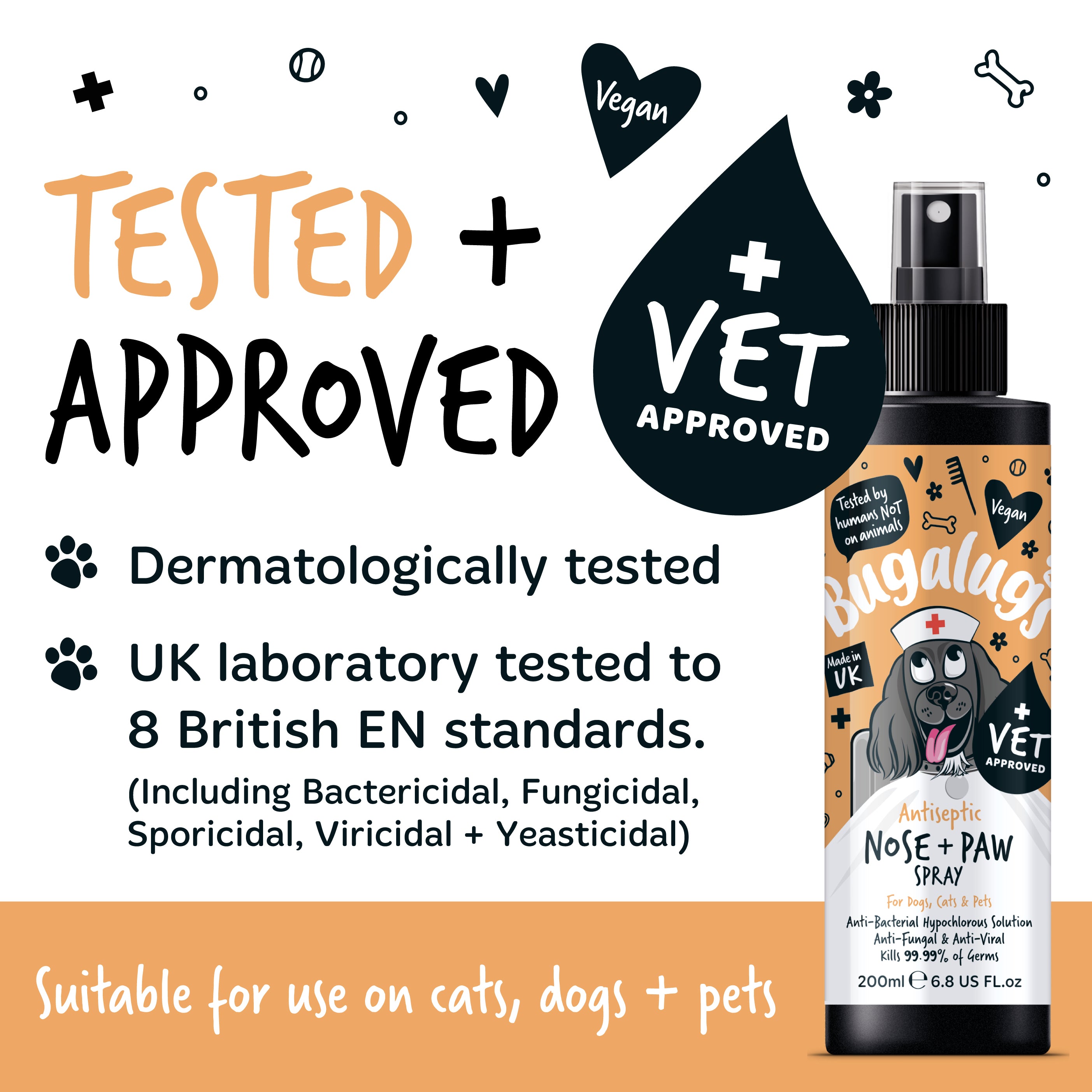 Antiseptic Nose & Paw Spray tested and approved for dogs, cats & pets