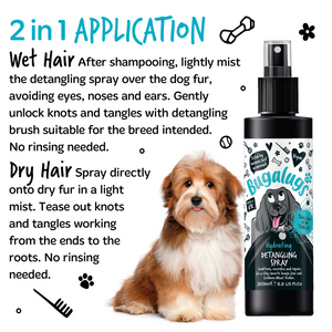 Bugalugs Hydrating Detangling Spray for Dogs - 2-in-1 Application