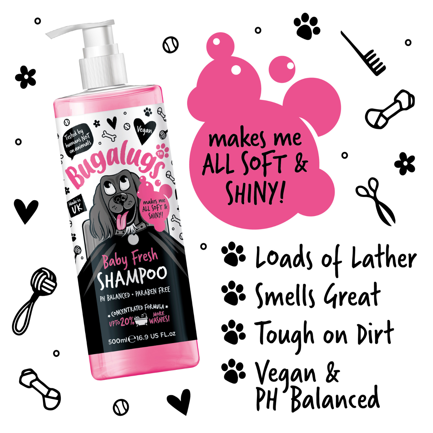 Bugalugs Baby Fresh Dog Shampoo Baby Powder Scented Shampoo for Dogs Bugalugs Pet Care