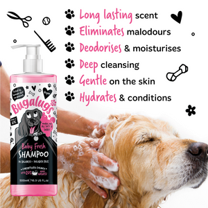 Bugalugs Baby Fresh Shampoo for Dogs - Long-lasting, eliminates, deodorises, deep, gentle, hydrates