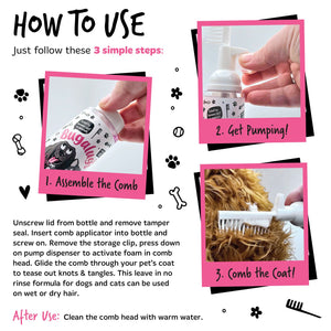 Bugalugs Baby Fresh 2-in-1 Detangling Foam Comb with Leave-in Conditioner - 3 simple steps - How to use