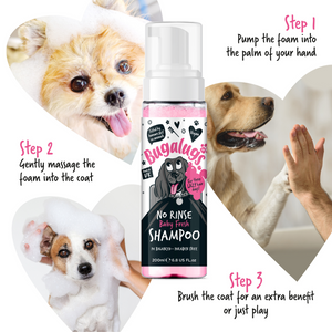 Bugalugs No Rinse Baby Fresh Shampoo for Dogs - How to use - 3 easy steps